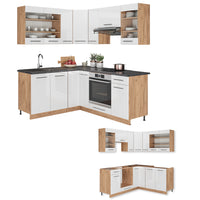 Vicco Cucina angolare completa Bianco lucido/oro power oak 160 x 190 cm , PL Rovere