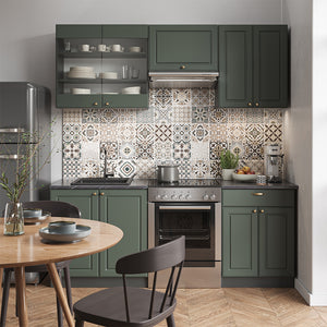 Vicco Cucina componibile Verde-oro Country House/Antracite 200 cm senza piano di lavoro