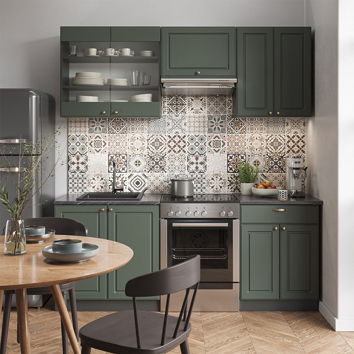 Vicco Cucina componibile Verde-oro Country House/Antracite 200 cm senza piano di lavoro