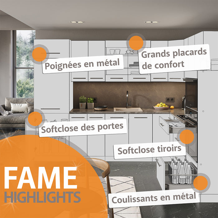 Vicco Cucina completa Quercia dorata/bianco 140 cm senza piano di lavoro