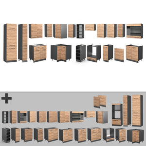 Vicco Cucina angolare completa Quercia dorata/antracite 347 x 257 cm , PL Marmo