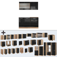 Vicco Cucina monoblocco Rovere nero/oro lucido 140 cm , PL Rovere