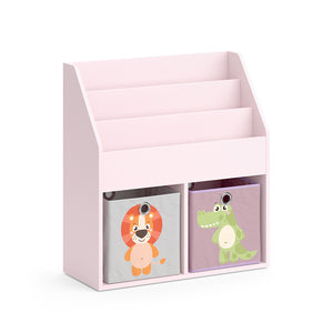 Vicco Libreria bambini rosa 72 x 79 cm con 2 scatole pieghevoli (leone, coccodrillo)