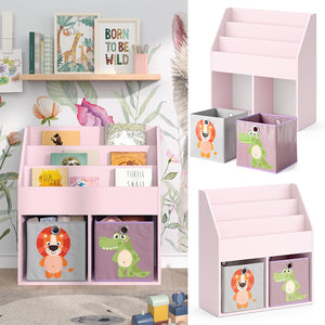 Vicco Libreria bambini rosa 72 x 79 cm con 2 scatole pieghevoli (leone, coccodrillo)