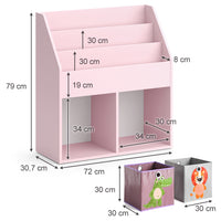 Vicco Libreria bambini rosa 72 x 79 cm con 2 scatole pieghevoli (leone, coccodrillo)