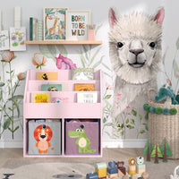 Vicco Libreria bambini rosa 72 x 79 cm con 2 scatole pieghevoli (leone, coccodrillo)