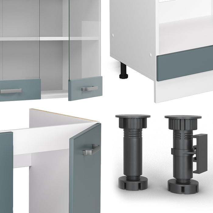 Vicco Cucina angolare completa Blu-grigio/bianco 227 x 287 cm , PL Antracite