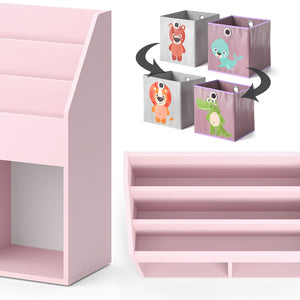 Vicco Libreria bambini rosa 72 x 79 cm con 2 scatole pieghevoli (leone, coccodrillo)