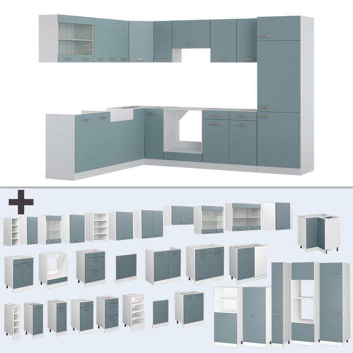 Vicco Cucina angolare completa Blu-grigio/bianco 227 x 287 cm , PL Antracite