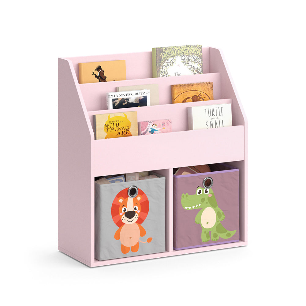 Vicco Libreria bambini rosa 72 x 79 cm con 2 scatole pieghevoli (leone, coccodrillo)