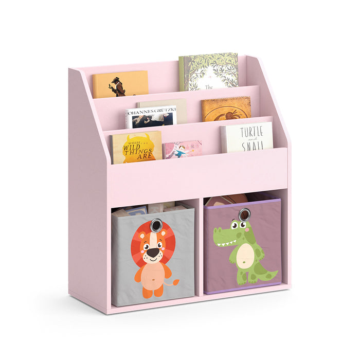 Vicco Libreria bambini rosa 72 x 79 cm con 2 scatole pieghevoli (leone, coccodrillo)