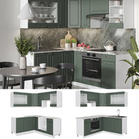 Vicco Cucina angolare completa Verde-oro Country House/Bianco 160 x 190 cm , PL Marmo