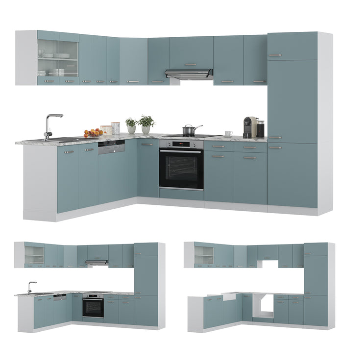 Vicco Cucina angolare completa Grigio-blu 227 x 287 cm , PL Marmo