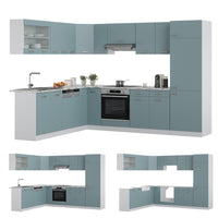 Vicco Cucina angolare completa Grigio-blu 227 x 287 cm senza piano di lavoro