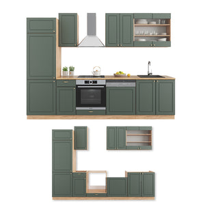 Vicco Cucina componibile Quercia verde-oro Country/oro Power 300 cm , PL Rovere