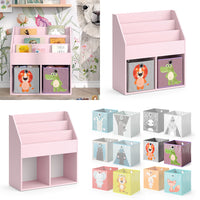 Vicco Libreria bambini rosa 72 x 79 cm con 2 scatole pieghevoli (leone, coccodrillo)