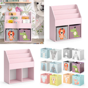 Vicco Libreria bambini rosa 72 x 79 cm con 2 scatole pieghevoli (leone, coccodrillo)