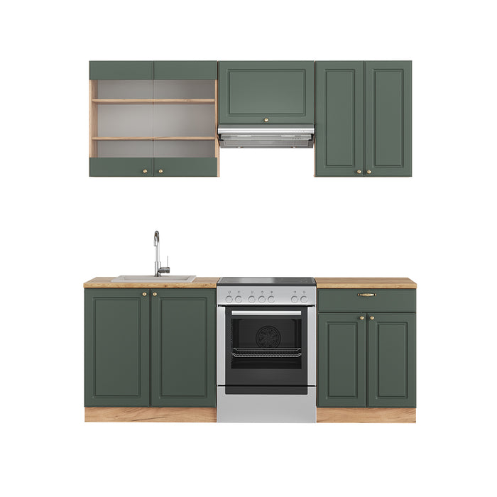 Vicco Cucina componibile Quercia verde-oro Country/oro Power 200 cm , PL Rovere