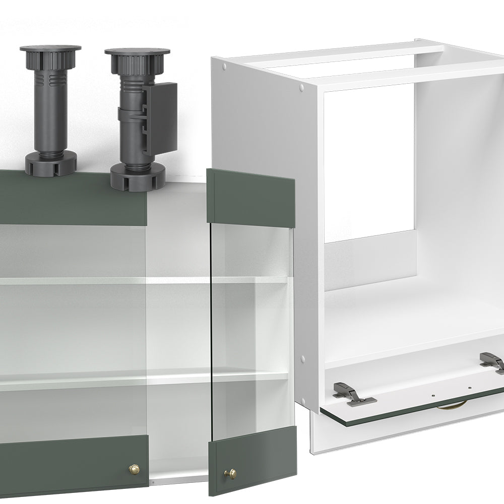 Vicco Cucina angolare completa Verde-oro Country House/Bianco 160 x 190 cm , PL Antracite