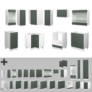 Vicco Cucina angolare completa Verde-oro Country House/Bianco 160 x 190 cm , PL Marmo