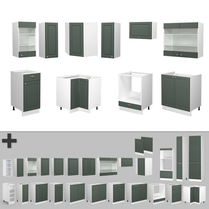 Vicco Cucina angolare completa Verde-oro Country House/Bianco 160 x 190 cm , PL Rovere