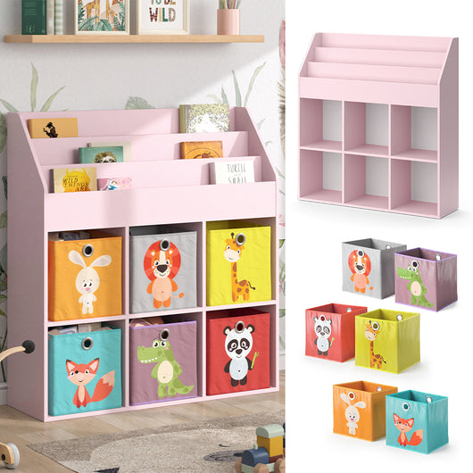 Vicco Libreria bambini rosa 107.2 x 114.2 cm con 6 scatole pieghevoli (colorate)