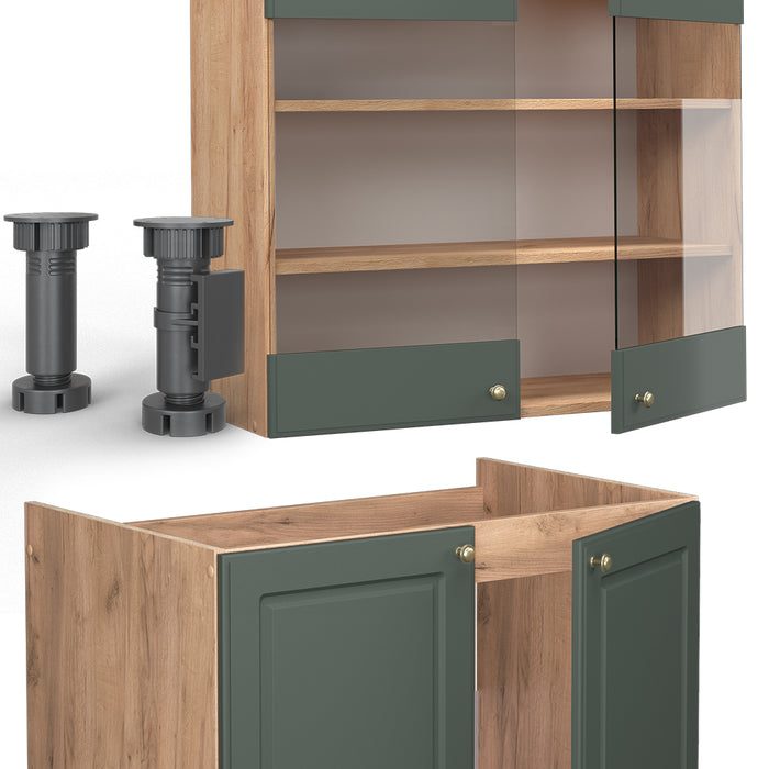 Vicco Cucina componibile Quercia verde-oro Country/oro Power 200 cm , PL Marmo