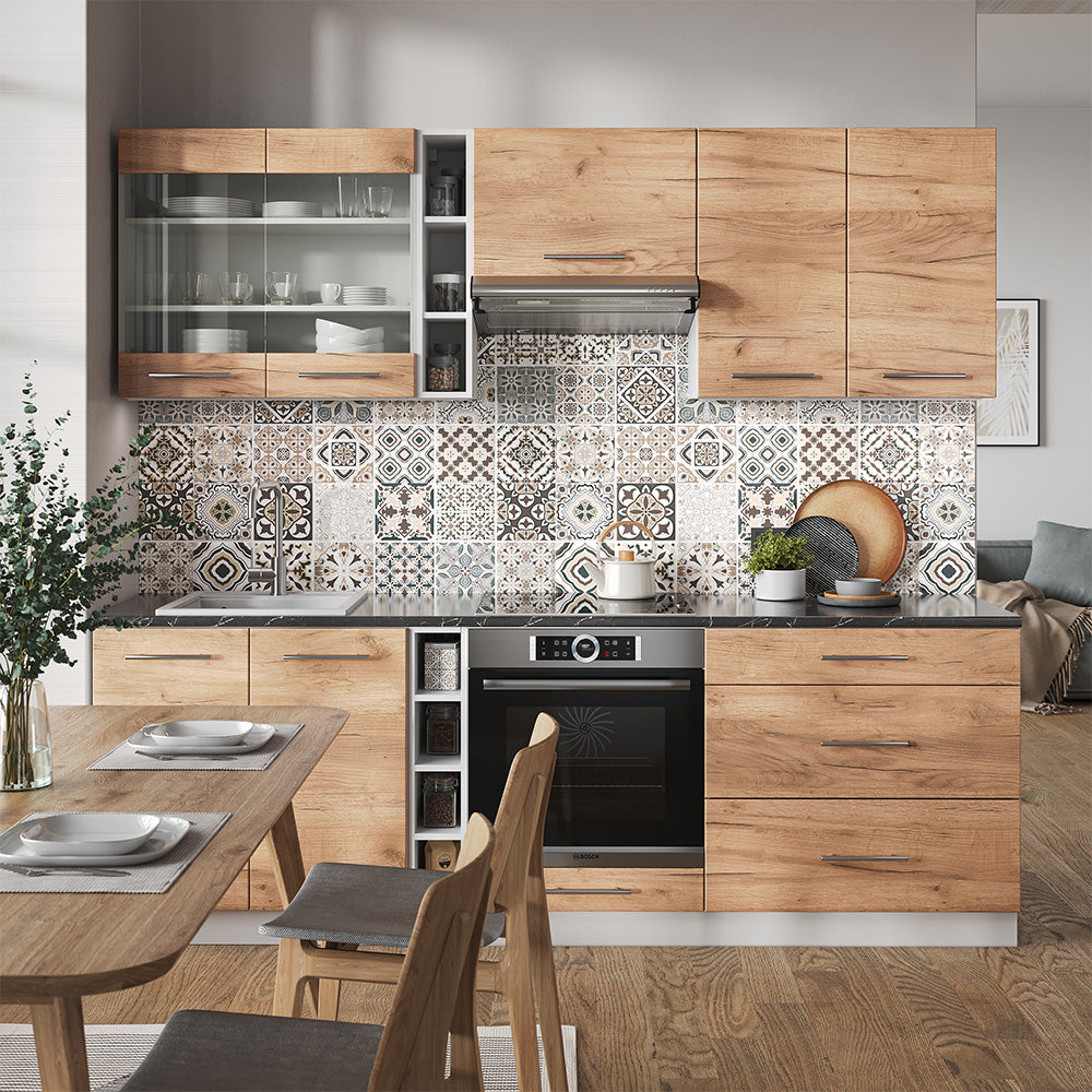 Vicco Cucina componibile Quercia dorata/bianco 235 cm , PL Marmo