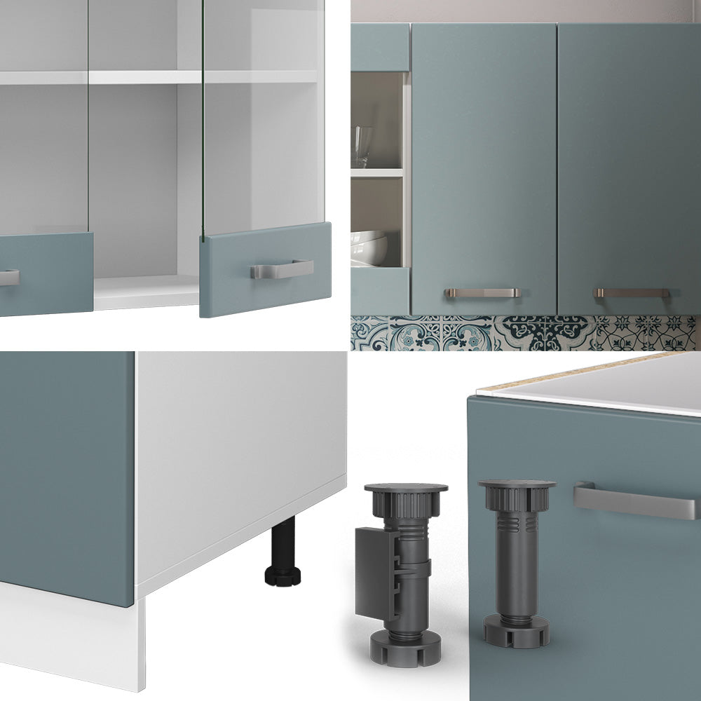 Vicco Cucina monoblocco Blu-grigio/bianco 140 cm , PL Rovere