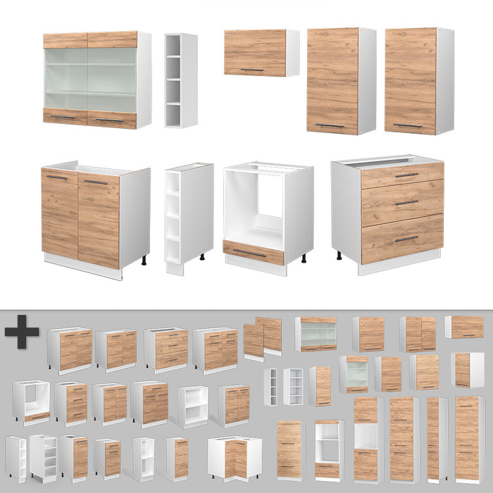 Vicco Cucina componibile Quercia dorata/bianco 235 cm , PL Antracite