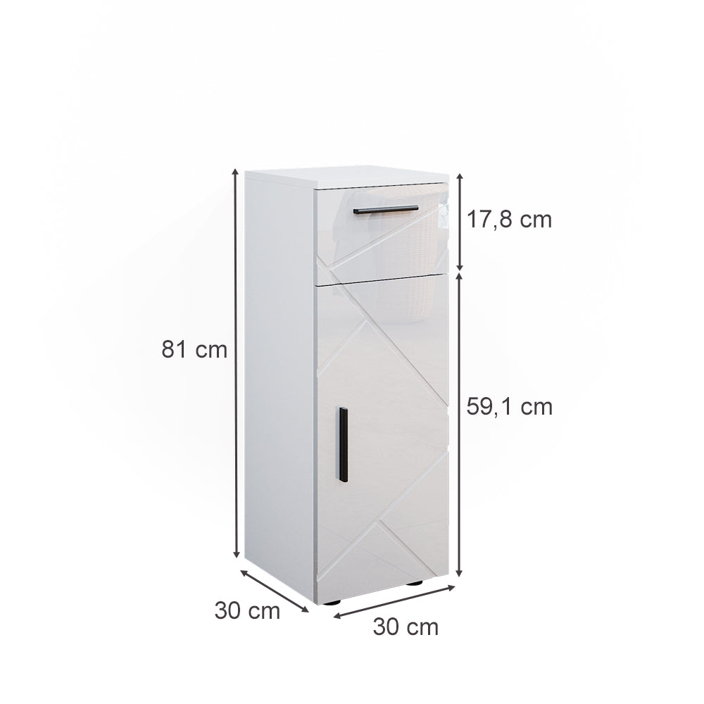 Vicco Mobiletto bagno Bianco lucido 30 x 81 cm