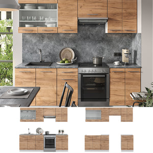 Vicco Cucina componibile Quercia dorata/bianco 240 cm , PL Antracite