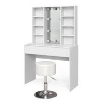 Vicco Tavolo da toeletta Bianco 93 cm con illuminazione LED e sgabello
