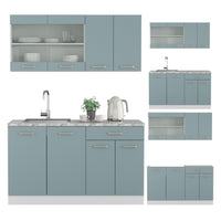 Vicco Cucina monoblocco Blu-grigio/bianco 140 cm , PL Antracite