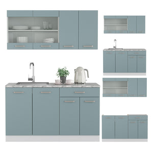 Vicco Cucina monoblocco Blu-grigio/bianco 140 cm , PL Antracite