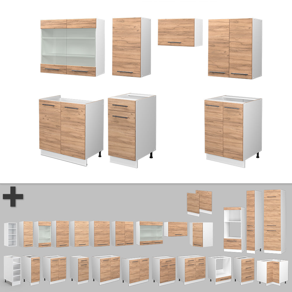 Vicco Cucina componibile Quercia dorata/bianco 240 cm , PL Rovere