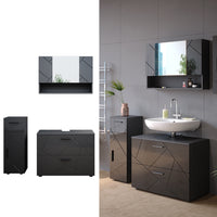 Vicco Set mobili bagno Antracite lucido 3 parti, con cassettiera e mobile midi