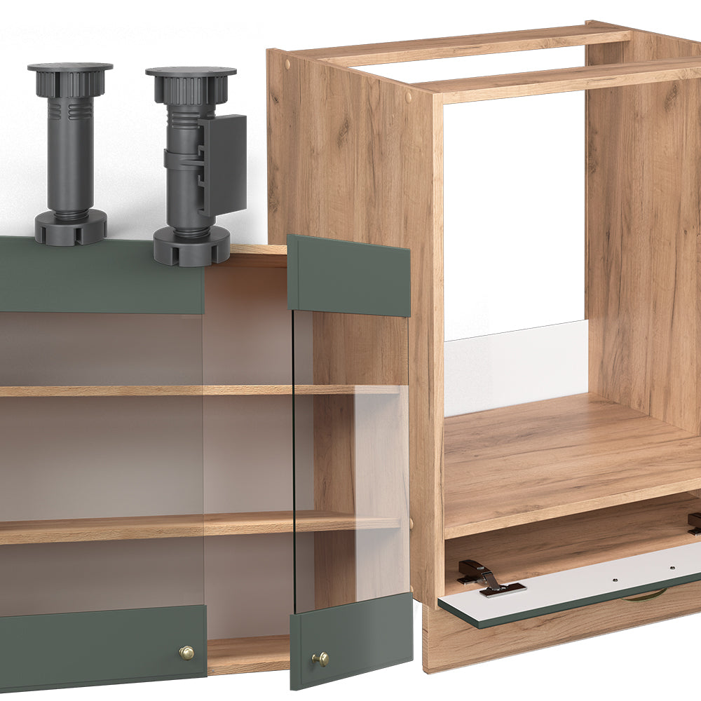 Vicco Cucina angolare completa Quercia verde-oro Country/oro Power 227 x 287 cm , PL Rovere