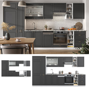 Vicco Cucina componibile Antracite-Oro/Bianco 355 cm senza piano di lavoro