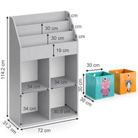 Vicco Libreria bambini Grigio 72 x 114.2 cm con 2 scatole pieghevoli