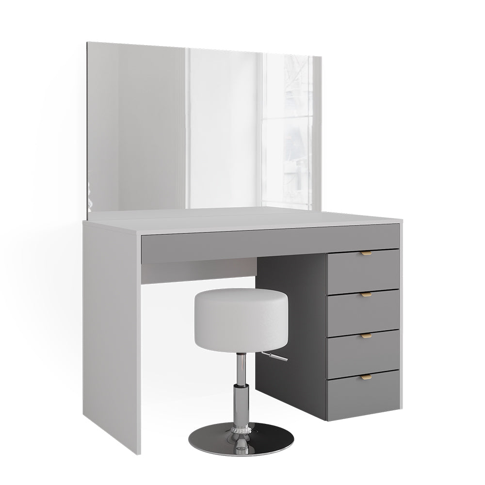 Vicco Tavolo da toeletta Bianco/grigio/grigio 115 cm con sgabello