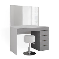 Vicco Tavolo da toeletta Bianco/grigio/grigio 115 cm con sgabello