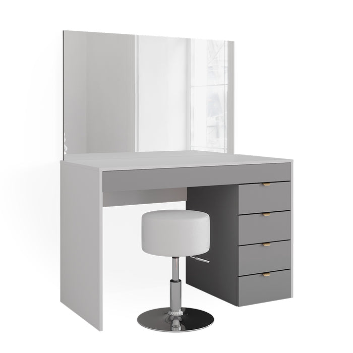 Vicco Tavolo da toeletta Bianco/grigio/grigio 115 cm con sgabello