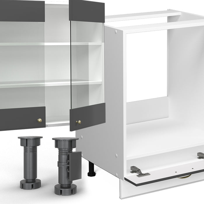 Vicco Cucina componibile Antracite-Oro/Bianco 355 cm senza piano di lavoro