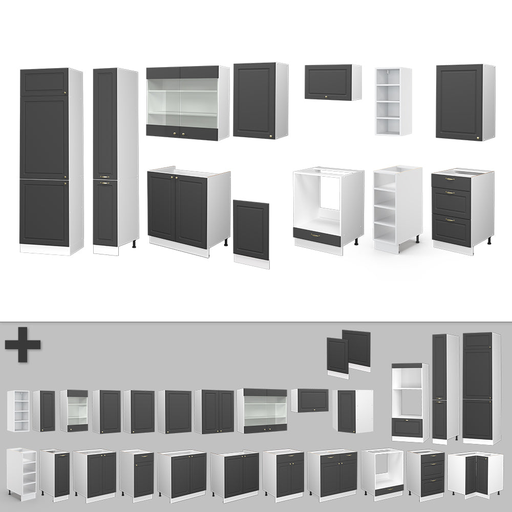 Vicco Cucina componibile Antracite-Oro/Bianco 355 cm , PL Antracite