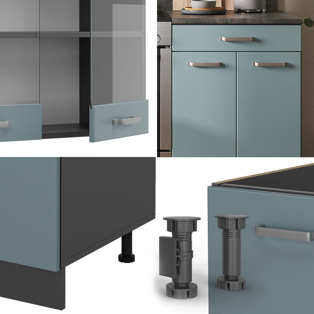 Vicco Cucina componibile Blu-grigio/antracite 200 cm , PL Marmo
