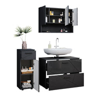 Vicco Set mobili bagno Antracite lucido 3 parti, con cassettiera e mobile midi
