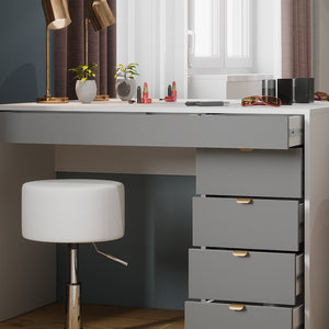 Vicco Tavolo da toeletta Bianco/grigio/grigio 115 cm con sgabello