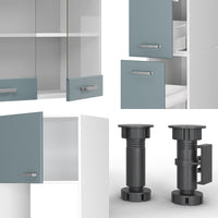 Vicco Cucina componibile Blu-grigio/bianco 350 cm con armadio alto, PL Antracite