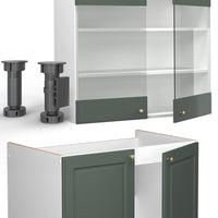 Vicco Cucina componibile Verde-oro Country House/Bianco 240 cm senza piano di lavoro